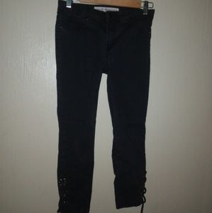 Lace up ankle black jeans